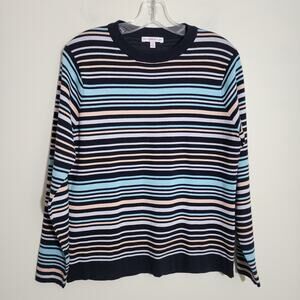 Peter Millar colorful tight knit striped long sleeve sweater woman's size medium